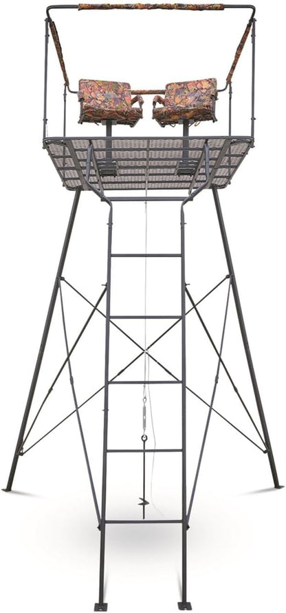 12' Hunting Climbing Tree Stand Tower with Ladder, 2 Person Treestand, Hunting Gear, Equipment, and Accessories