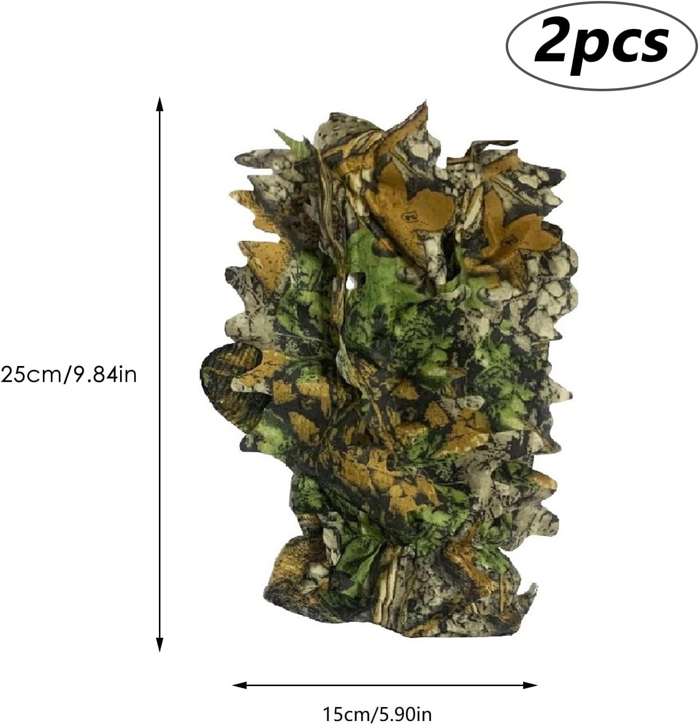 2-Piece Set Ghillie Camouflage 3D Leafy Full Face Mask Camo Hunting Gloves, Turkey Camo Hunter Hunting Accessories for Turkey Hunting Fishing Hunting Tactical Camouflage