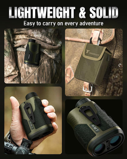 Hunting Rangefinder, 1200Y Laser Range Finder for Hunting,7X Magnification, Waterproof, Speed Mode, Rechargeable, Lightweight for Archery
