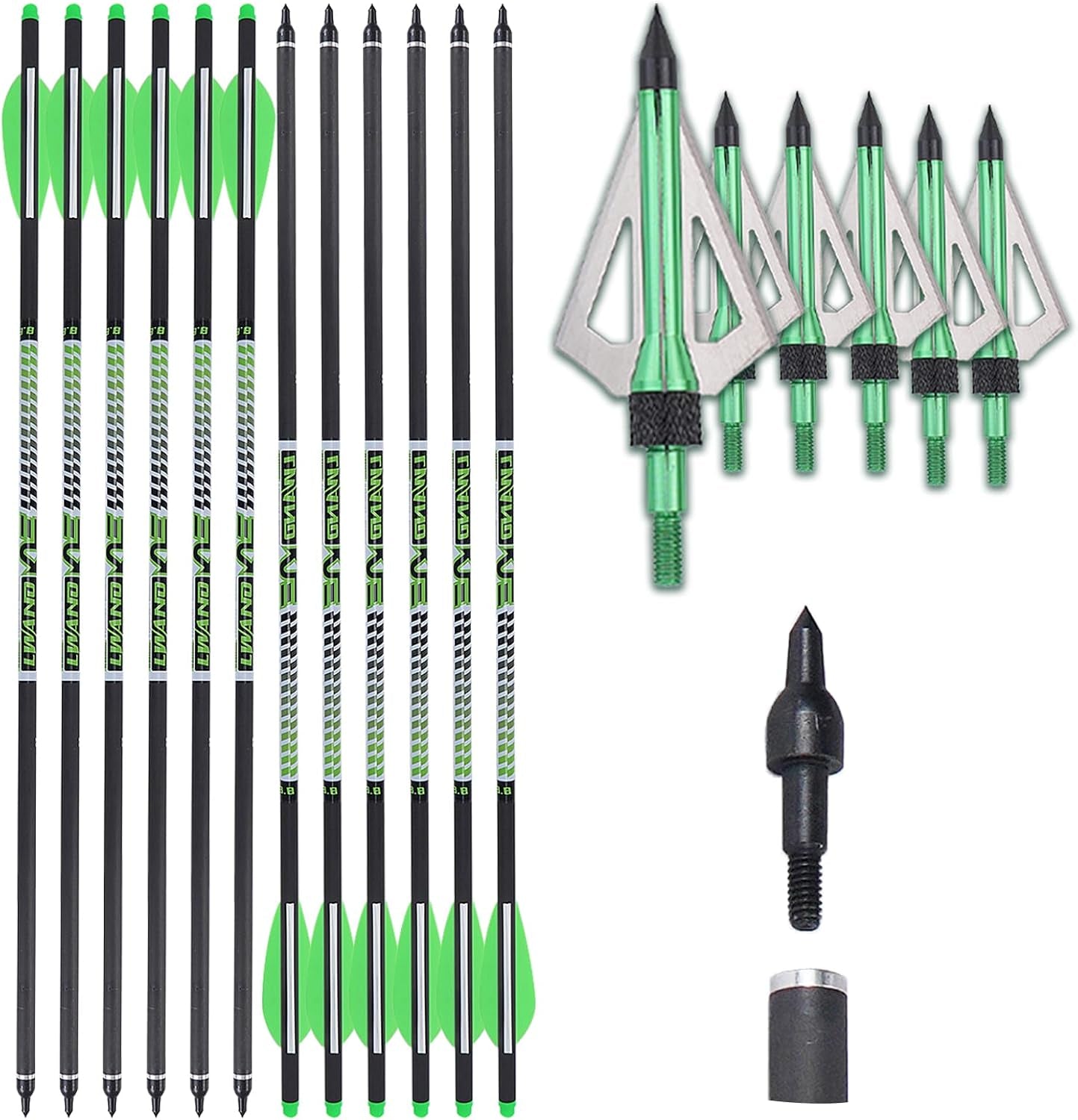 22 Inch Pure Carbon Crossbow Bolts Arrows with Broadheads for Hunting