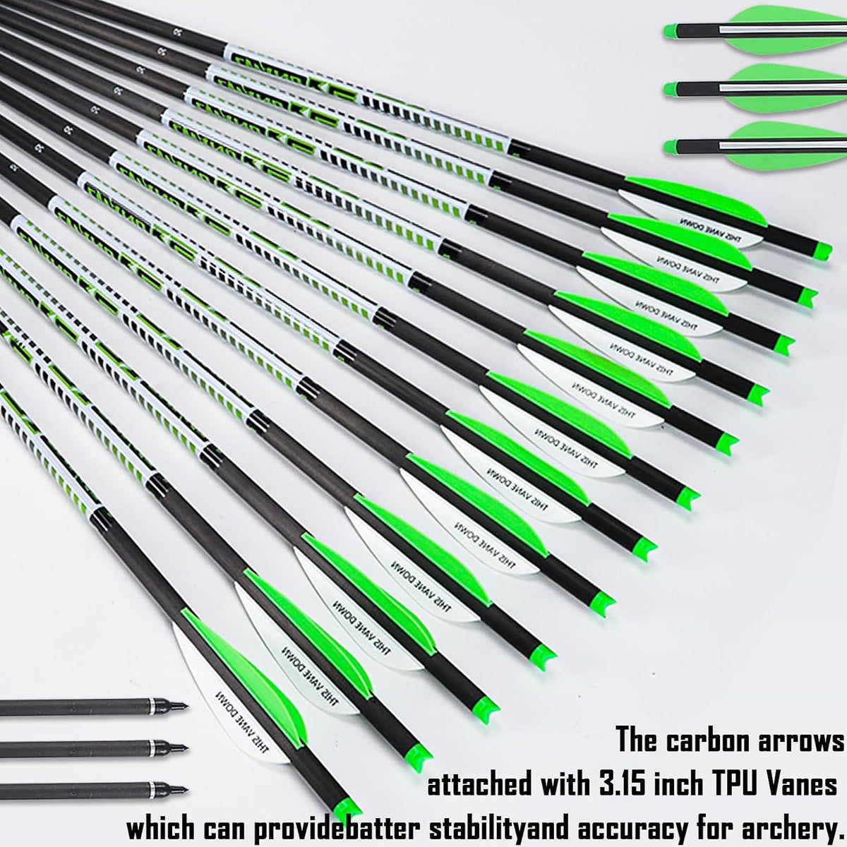 22 Inch Pure Carbon Crossbow Bolts Arrows with Broadheads for Hunting