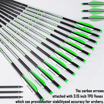 22 Inch Pure Carbon Crossbow Bolts Arrows with Broadheads for Hunting