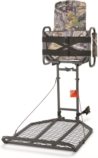 Deluxe Hang-On Tree Stand Chair for Hunting Cushion Seat Hunt Gear Equipment Accessories, Camo