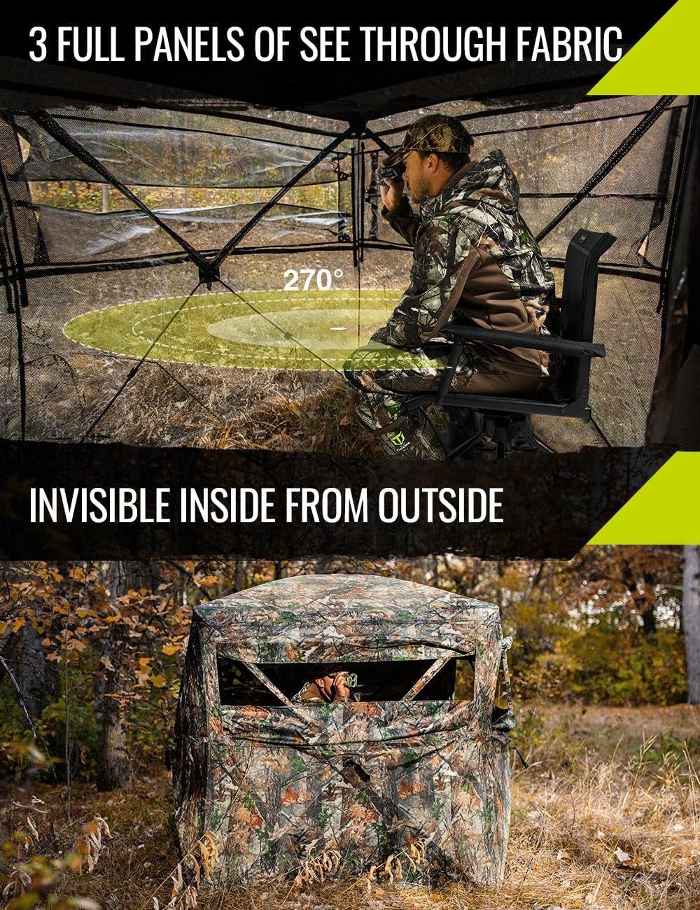 Hunting Blind, 270°/360° See through Ground Blind