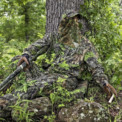 2-Piece Set Ghillie Camouflage 3D Leafy Full Face Mask Camo Hunting Gloves, Turkey Camo Hunter Hunting Accessories for Turkey Hunting Fishing Hunting Tactical Camouflage