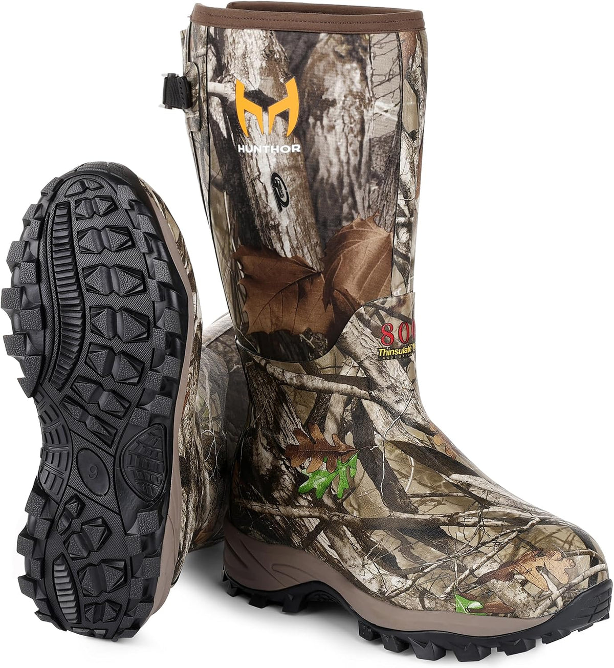 Rubber Hunting Boots for Men, 800G Insulation with EVA Midsole