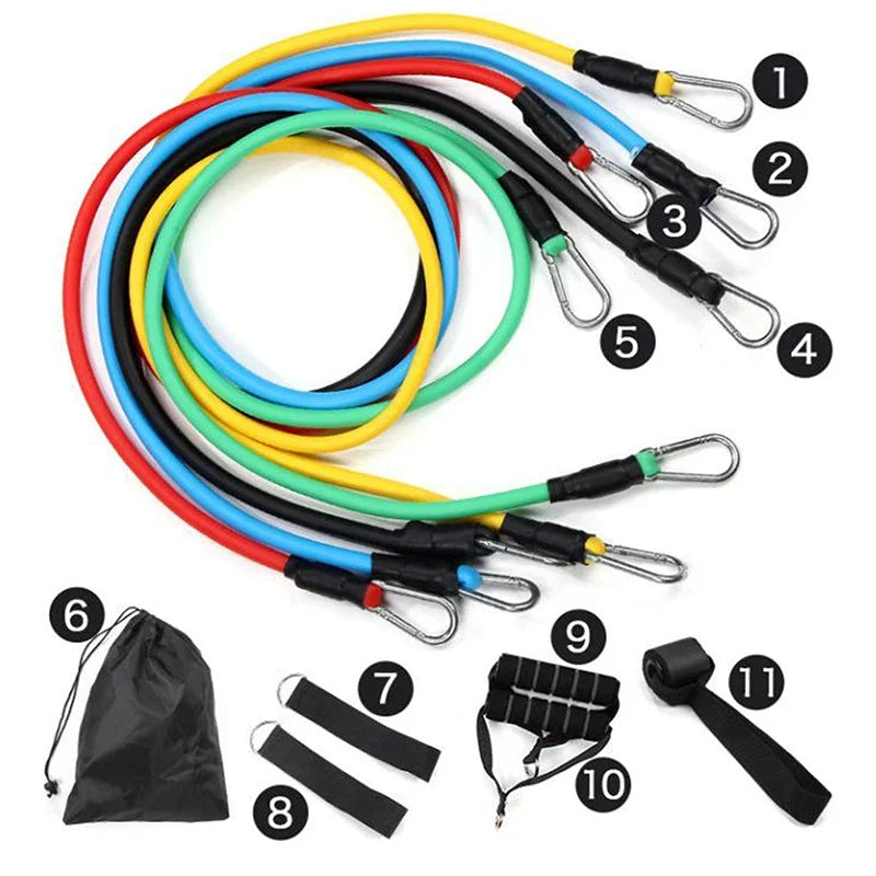 11 Piece Set of Muscle Training Straps, Multifunctional Fitness Tension Strap, Fitness Tension Training Harness, Elastic Rope