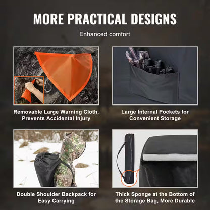 Hunting Blind, 270° See through Ground Blind, Portable Resilient Hunting Tent, 1-2 Person Pop up Deer Blind for Hunting