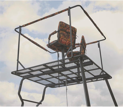 12' Hunting Climbing Tree Stand Tower with Ladder, 2 Person Treestand, Hunting Gear, Equipment, and Accessories