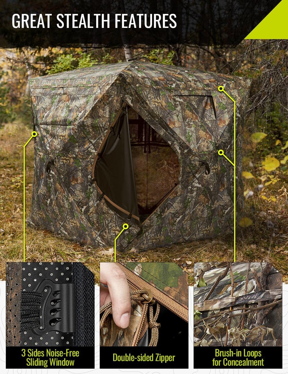 Hunting Blind, 270°/360° See through Ground Blind