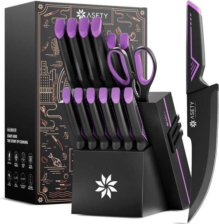 ASETY Kitchen Knife Set with Sharpener Block – Core Drive Sports