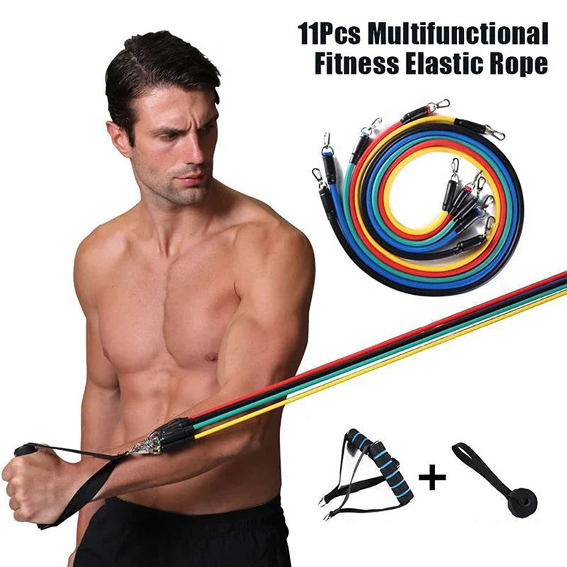 11 Piece Set of Muscle Training Straps, Multifunctional Fitness Tension Strap, Fitness Tension Training Harness, Elastic Rope