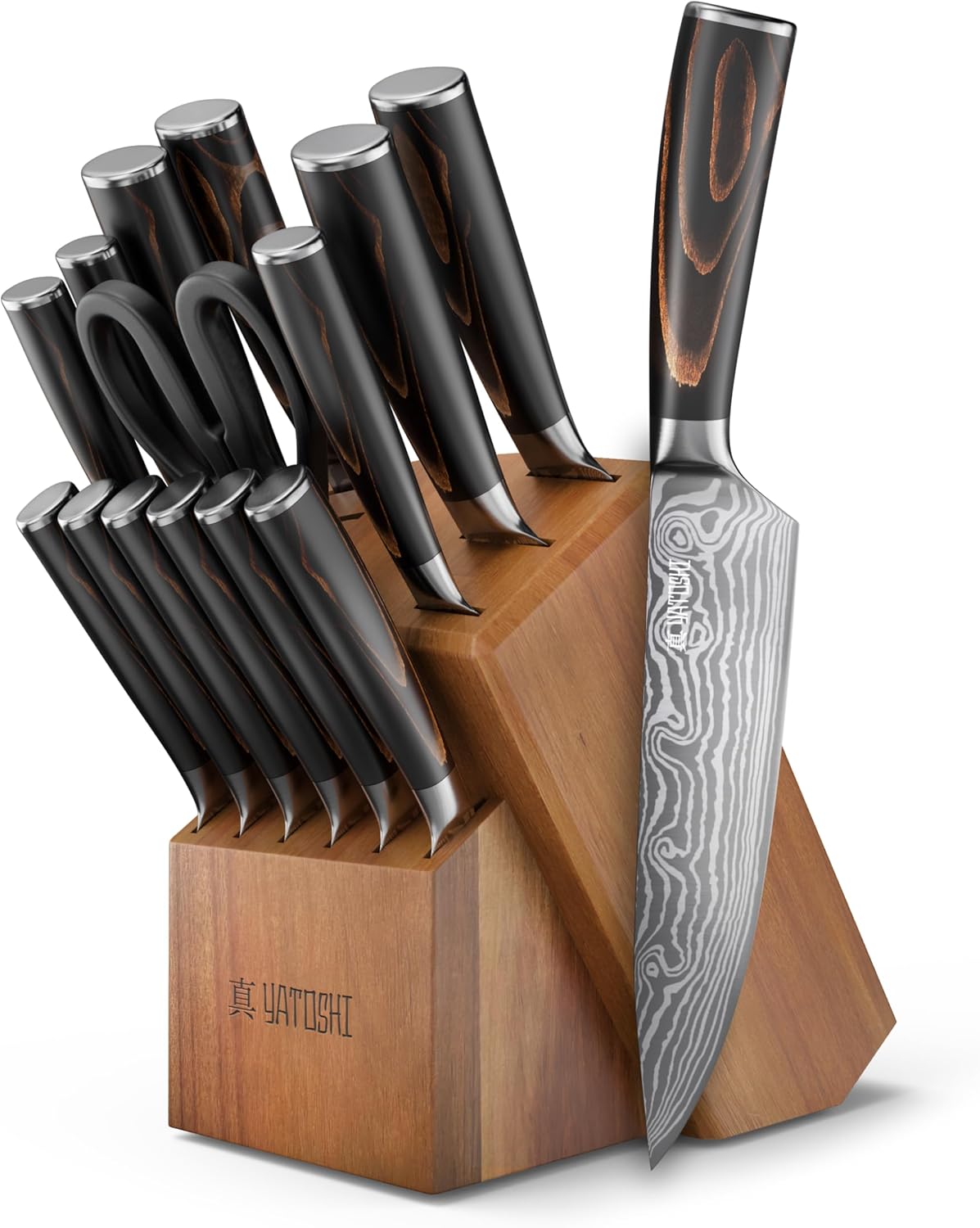 Yatoshi Knives Kitchen Knife Set with Block CLA1