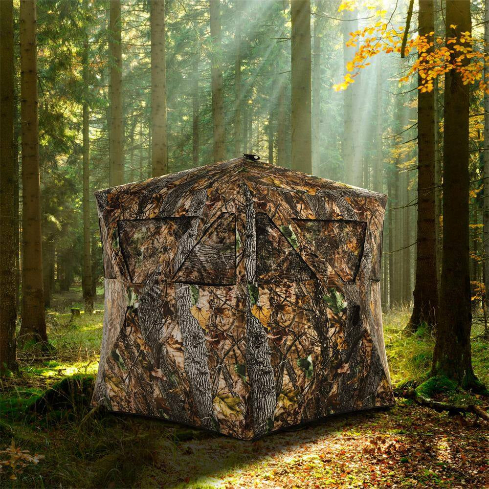 Pop-Up Hunting Ground Blind Portable Camo Hunting Tent Suitable for 3 People
