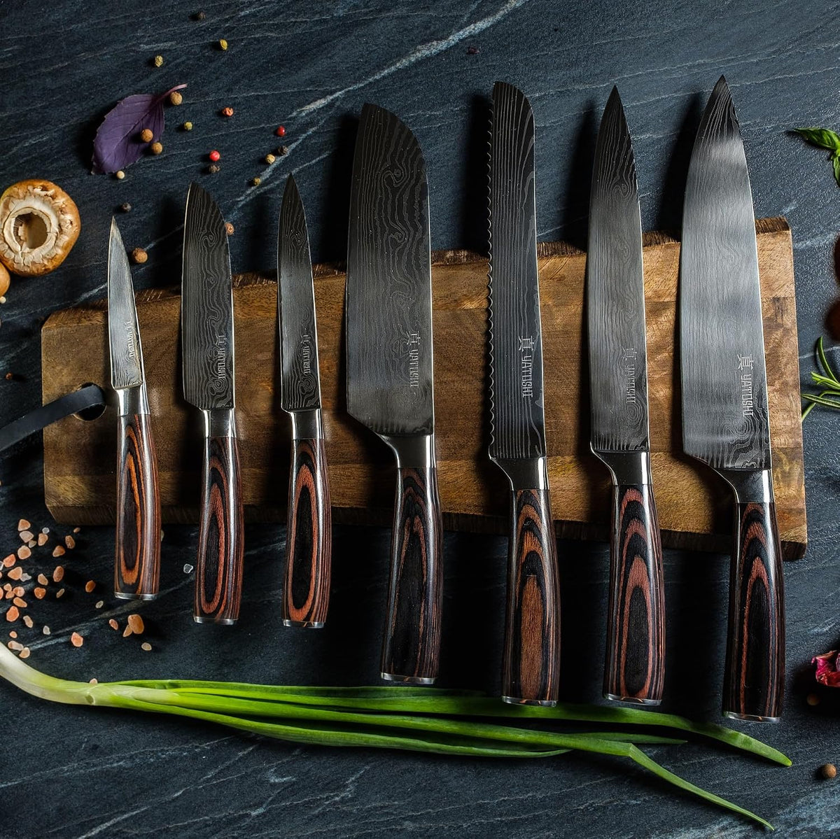 Yatoshi Knives Kitchen Knife Set with Block CLA1
