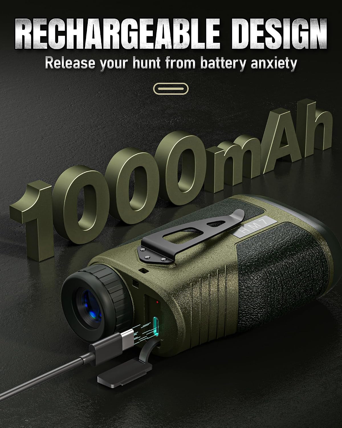 Hunting Rangefinder, 1200Y Laser Range Finder for Hunting,7X Magnification, Waterproof, Speed Mode, Rechargeable, Lightweight for Archery