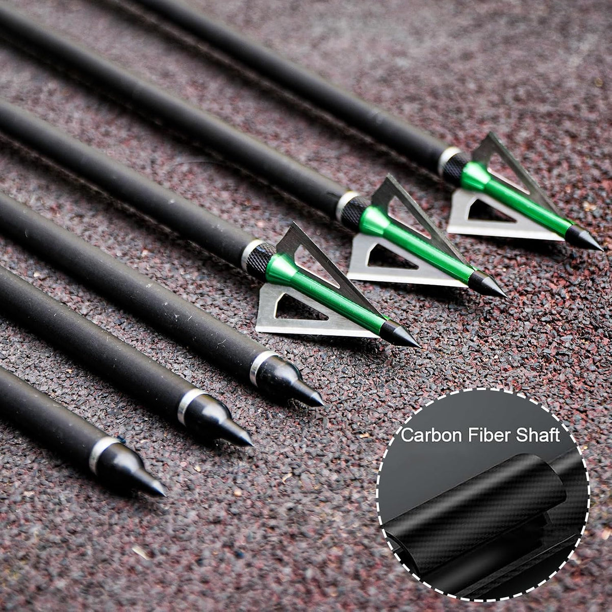 22 Inch Pure Carbon Crossbow Bolts Arrows with Broadheads for Hunting