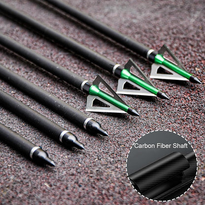 22 Inch Pure Carbon Crossbow Bolts Arrows with Broadheads for Hunting