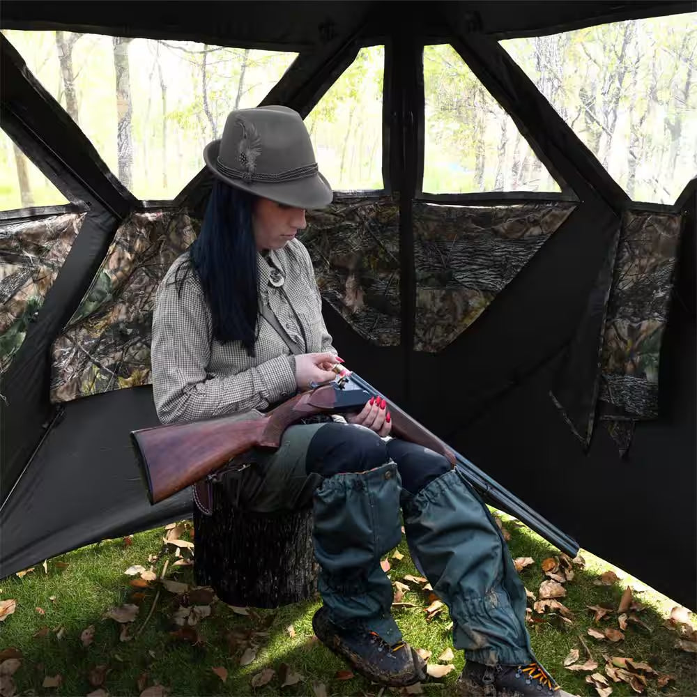 Pop-Up Hunting Ground Blind Portable Camo Hunting Tent Suitable for 3 People