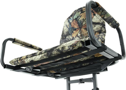 Deluxe Hang-On Tree Stand Chair for Hunting Cushion Seat Hunt Gear Equipment Accessories, Camo