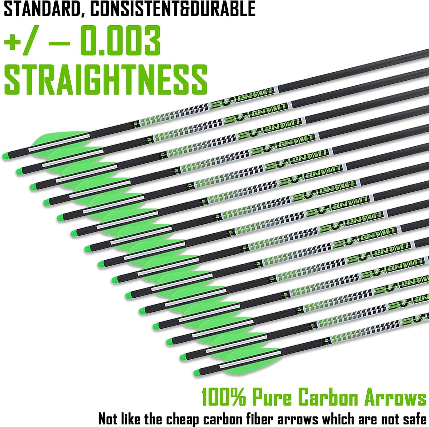 22 Inch Pure Carbon Crossbow Bolts Arrows with Broadheads for Hunting