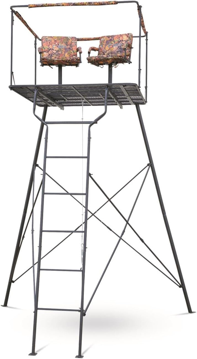 12' Hunting Climbing Tree Stand Tower with Ladder, 2 Person Treestand, Hunting Gear, Equipment, and Accessories