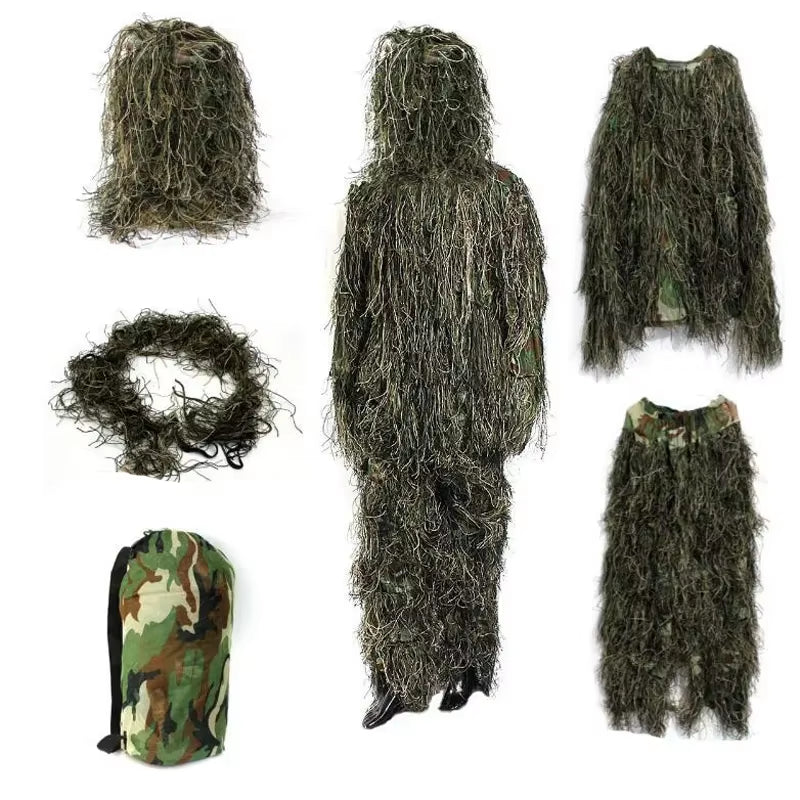 Camouflage Suit 3D Withered Grass Ghillie Set, 5-Piece Hunting Suit Hunting Suit Set
