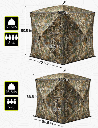 Hunting Blind, 270°/360° See through Ground Blind