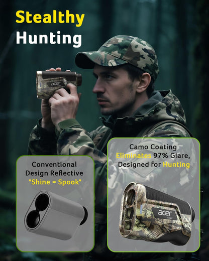 Acer Hunting Range Finder with Slope, 800 Yards Range Finder for Hunting, 6X Magnification, Waterproof Archery Rangefinder for Deer, Rechargeable Battery with Magnet Stripe
